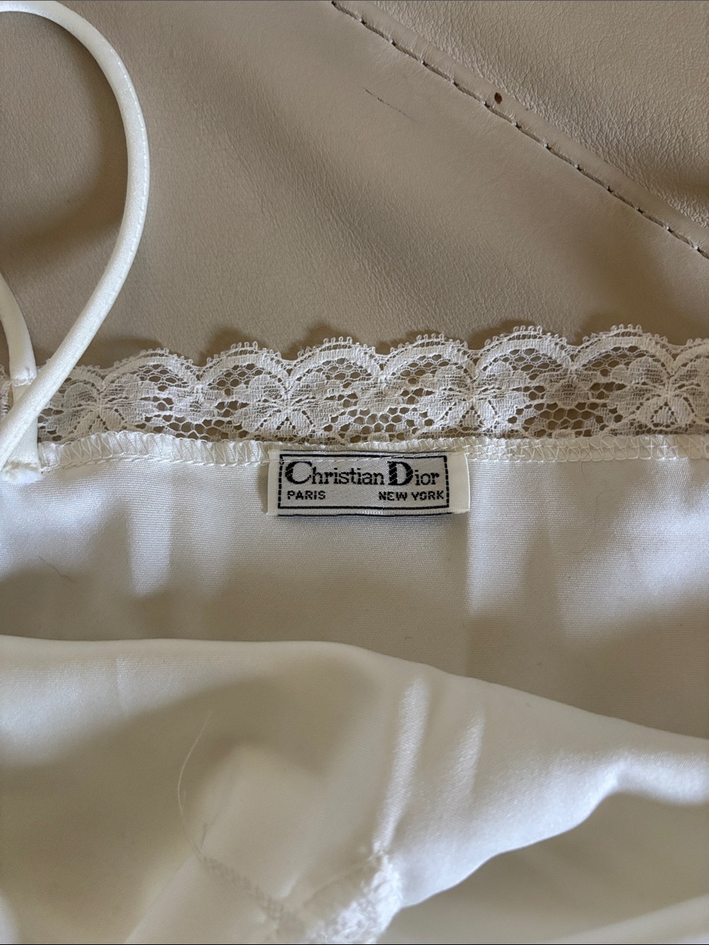 Dior White Lace-Trim Silky Satin Camisole Tank - Picture 4 of 4
